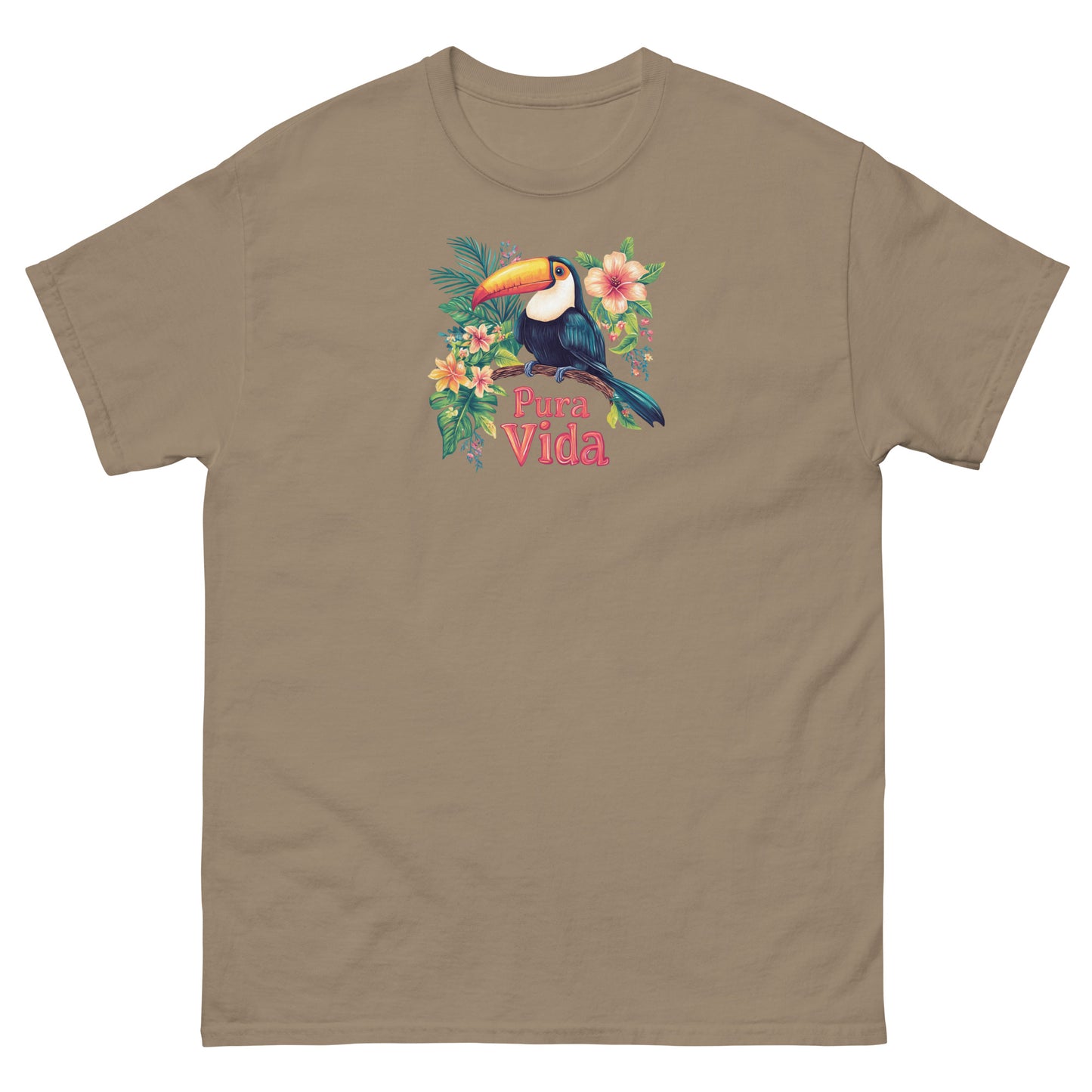 Vibrant Toucan Pura Vida T-Shirt | Tropical Flower Costa Rica Souvenir Tee