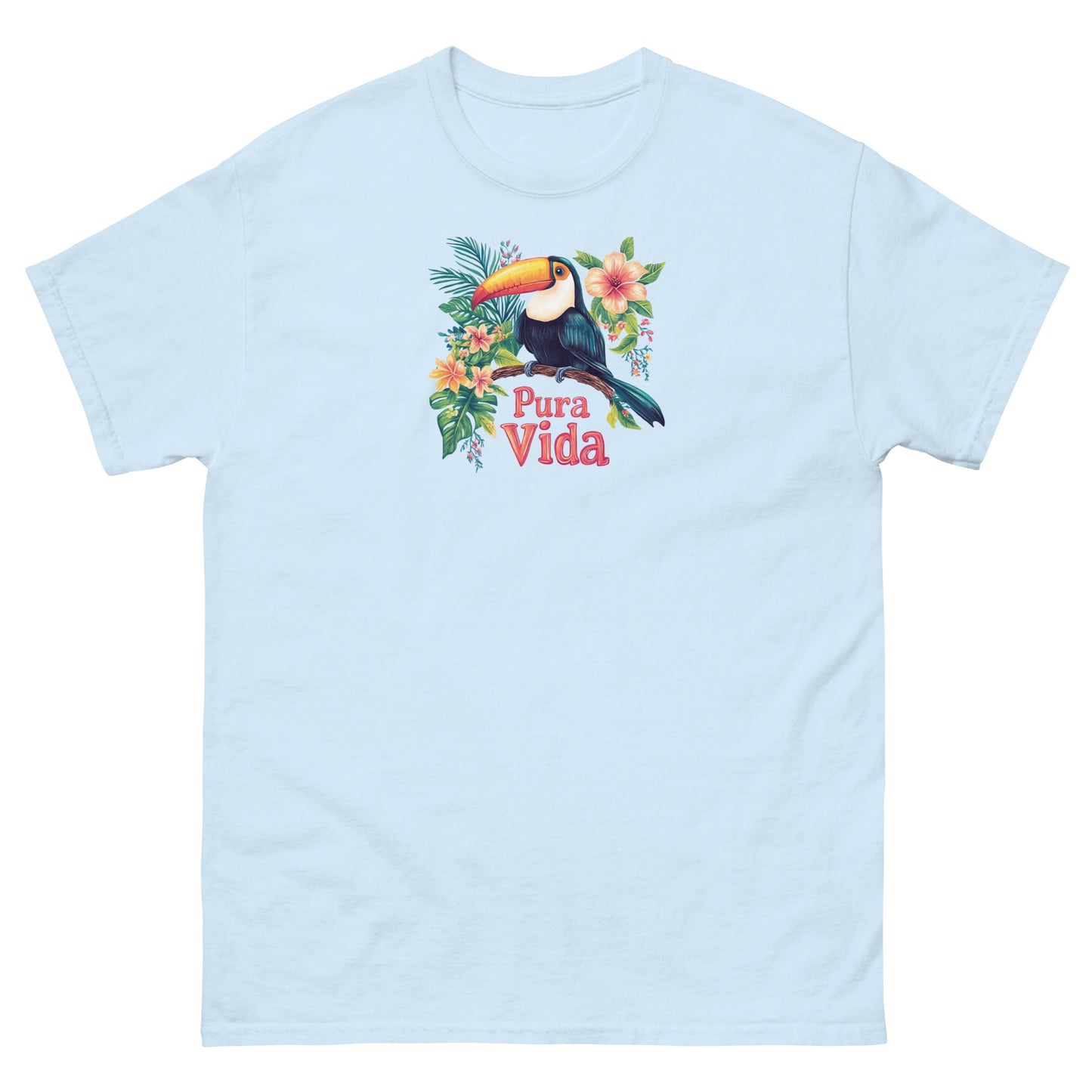 Vibrant Toucan Pura Vida T-Shirt | Tropical Flower Costa Rica Souvenir Tee