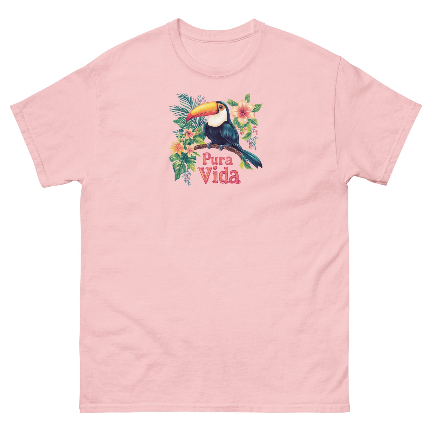 Vibrant Toucan Pura Vida T-Shirt | Tropical Flower Costa Rica Souvenir Tee