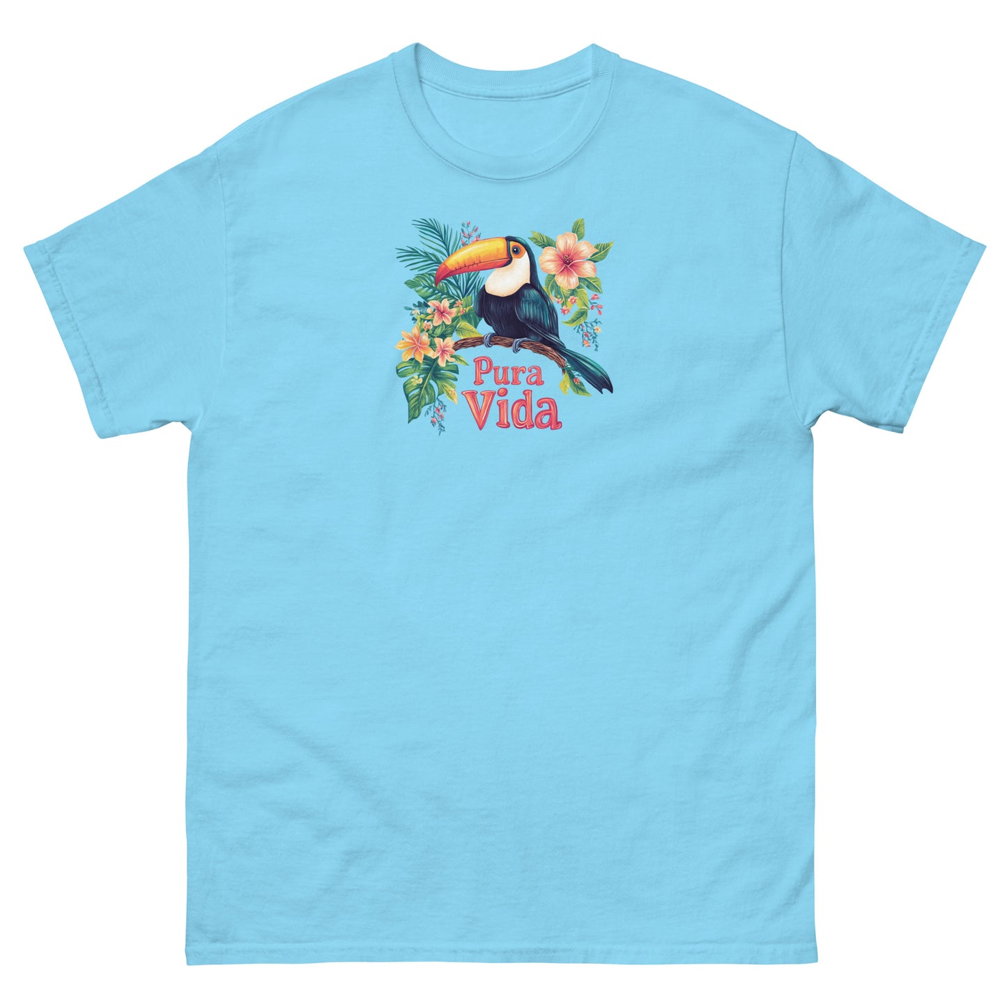 Vibrant Toucan Pura Vida T-Shirt | Tropical Flower Costa Rica Souvenir Tee