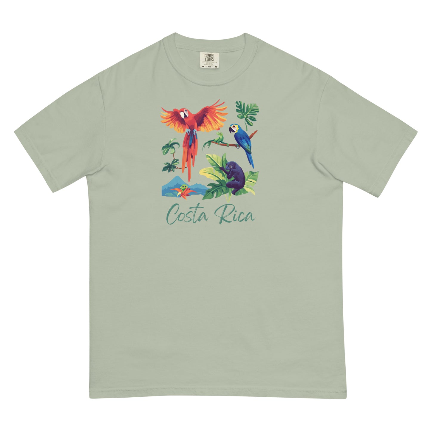 Discover Costa Rica's Wildlife Wonders: A Vibrant T-Shirt Illustration of Iconic Animals