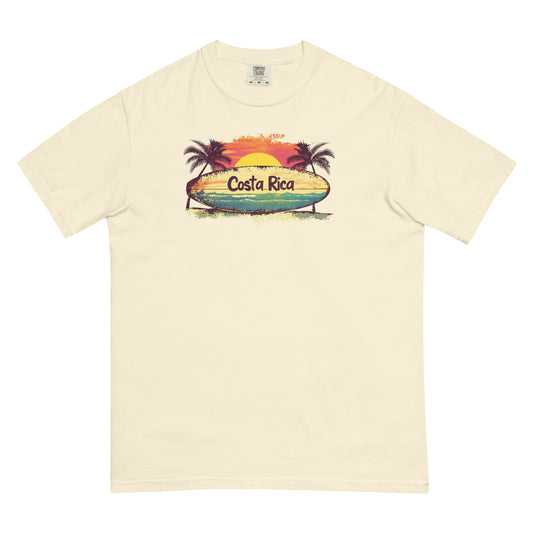 Vintage Costa Rica Beach T-Shirt – Surfboard, Sunset, and Palms