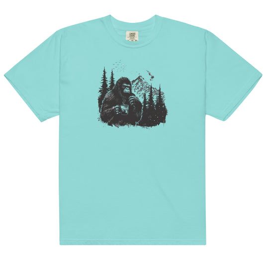 Bigfoot Drinking Coffee Unisex T-Shirt – Brewed for Adventure Seekers