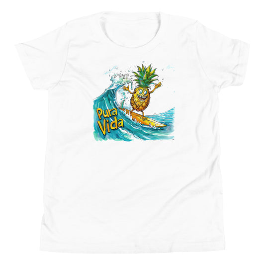 Costa Rica Surfing Pineapple Youth Short Sleeve T-Shirt